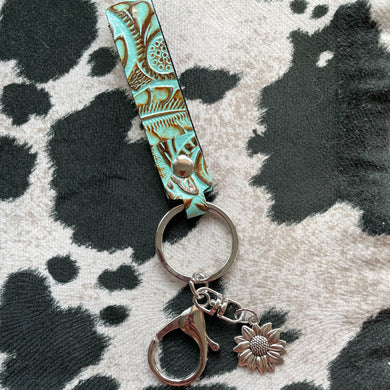 Turquoise Sunflower Keychain