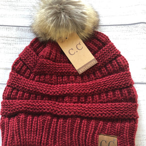 Burgundy Pom Beanie